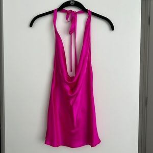 NWOT Amanda Uprichard hot pink silk halter top